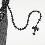 Black Gothic Cross Chain Headpiece with Tassel Face Veil