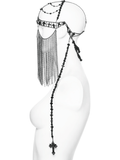 Black Gothic Cross Chain Headpiece with Tassel Face Veil