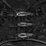 Black Gothic Distressed Brocade Hook Front Top