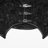 Black Gothic Distressed Brocade Hook Front Top