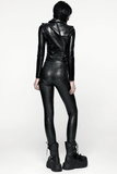 Black Gothic Faux Leather Lace-Up Long Sleeve Top