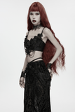 Black Gothic Floral Lace Body Harness with Chain Details
