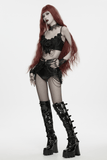 Black Gothic Floral Lace Body Harness with Chain Details