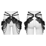 Black Gothic Floral Lace Body Harness with Chain Details