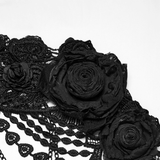 Black Gothic Floral Lace Body Harness with Chain Details