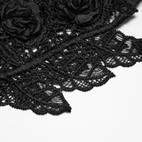 Black Gothic Floral Lace Body Harness with Chain Details
