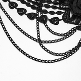 Black Gothic Floral Lace Body Harness with Chain Details