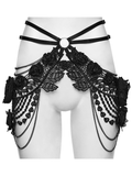 Black Gothic Floral Lace Body Harness with Chain Details