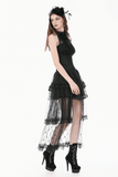 Black Gothic Lace Halter Top with Dark Rose Accent