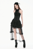 Black Gothic Lace Halter Top with Dark Rose Accent