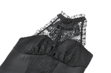 Black Gothic Lace Halter Top with Dark Rose Accent