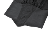 Black Gothic Lace Halter Top with Dark Rose Accent