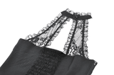 Black Gothic Lace Halter Top with Dark Rose Accent