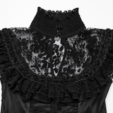 Black Gothic Lace Mesh Dress with Ruffled Sleeves