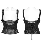 Black Gothic Lace-Up Corset with Adjustable Straps