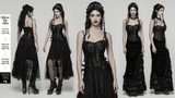 Black Gothic Lace-Up Corset with Rose Jacquard Fabric