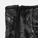 Black Gothic Lace-Up Corset with Rose Jacquard Fabric