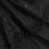Black Gothic Lace Up Dress with Layered Tulle and Roses
