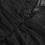 Black Gothic Lace Up Dress with Layered Tulle and Roses