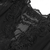 Black Gothic Lace Up Dress with Layered Tulle and Roses