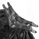 Black Gothic Lace Up Ruffle Mini Skirt with Chain