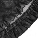 Black Gothic Lace Up Ruffle Mini Skirt with Chain