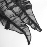 Black Gothic Lace Up Ruffle Mini Skirt with Chain
