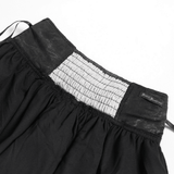 Black Gothic Lace Up Ruffle Mini Skirt with Chain