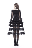 Black Gothic Lolita Skirt with Elastic Waist and Tiers