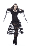 Black Gothic Lolita Skirt with Elastic Waist and Tiers