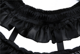 Black Gothic Lolita Skirt with Elastic Waist and Tiers