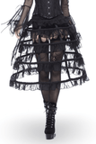 Black Gothic Lolita Skirt with Elastic Waist and Tiers