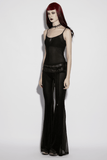 Black Gothic Mesh Cami with Moon Charm Accent Detail
