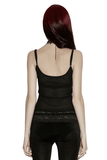 Black Gothic Mesh Cami with Moon Charm Accent Detail