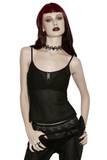 Black Gothic Mesh Cami with Moon Charm Accent Detail