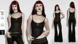 Black Gothic Mesh Cami with Moon Charm Accent Detail