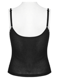 Black Gothic Mesh Cami with Moon Charm Accent Detail