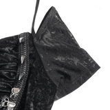 Black Gothic Mesh Short-Sleeve Top with Chains and Lace-Up