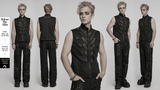 Black Gothic Mesh Vest with Metal Eyelet Detailing