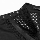 Black Gothic Mesh Vest with Metal Eyelet Detailing