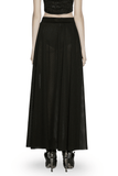 Black Gothic Net Maxi Skirt with Side Split Detail
