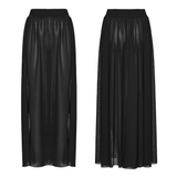 Black Gothic Net Maxi Skirt with Side Split Detail