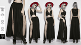 Black Gothic Net Maxi Skirt with Side Split Detail
