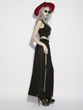 Black Gothic Net Maxi Skirt with Side Split Detail
