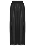 Black Gothic Net Maxi Skirt with Side Split Detail