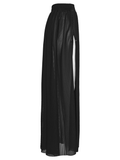Black Gothic Net Maxi Skirt with Side Split Detail
