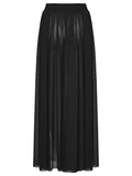 Black Gothic Net Maxi Skirt with Side Split Detail