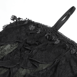 Black Gothic Off Shoulder Lace Top with Bell Sleeves