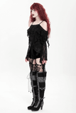 Black Gothic Off Shoulder Lace Top with Bell Sleeves