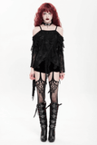 Black Gothic Off Shoulder Lace Top with Bell Sleeves